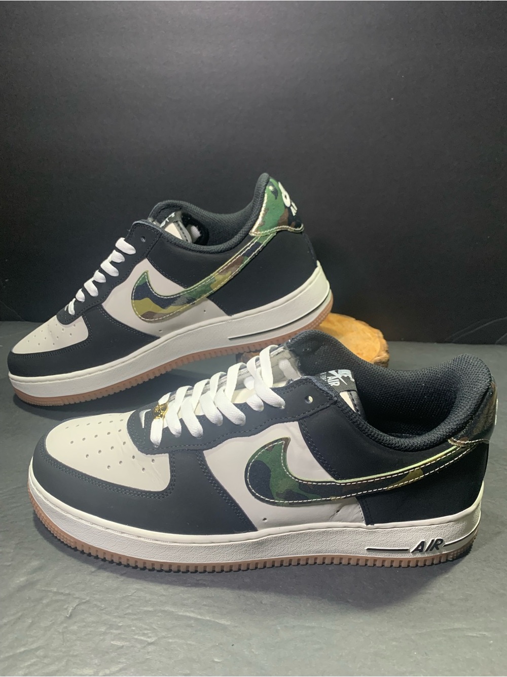 Nike Air Force 1 Men’s Black Lite Gray Low ‘07 LV8 “Camo Swoosh “ Shoe Size- 11